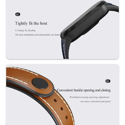 For Xiaomi Mi Band 5/6/7 MIJOBS TPU + Leather Watch Band(Black+Black) - Watch Bands by MIJOBS | Online Shopping UK | buy2fix