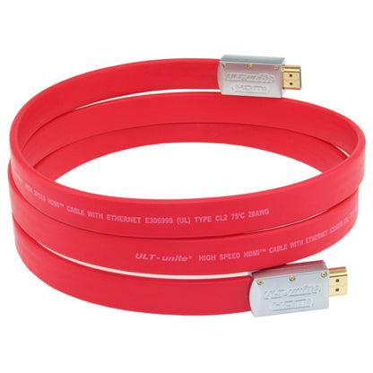 ULT-unite 4K Ultra HD Gold-plated HDMI to HDMI Flat Cable, Cable Length:15m(Red) - Cable by ult-unite | Online Shopping UK | buy2fix