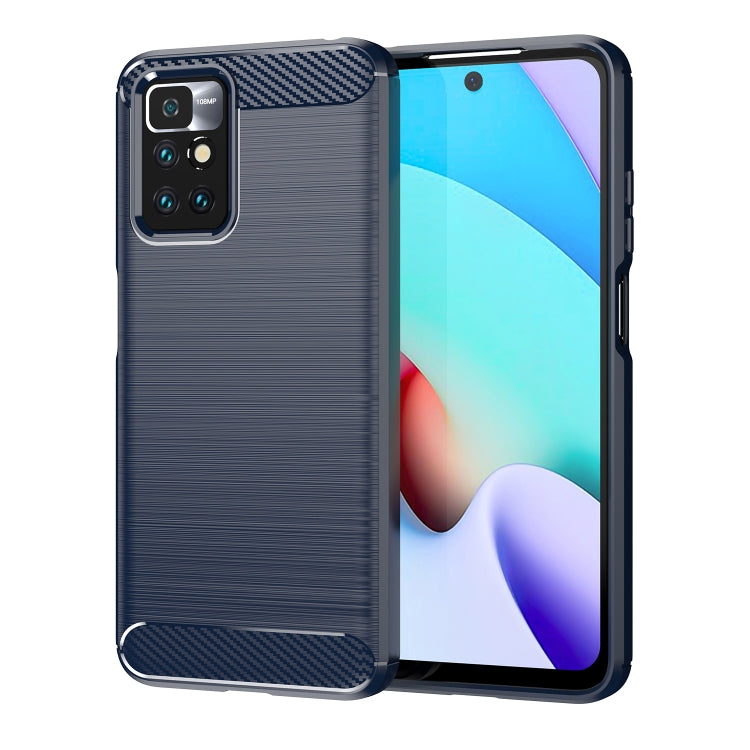 For Xiaomi Redmi Note 11 Brushed Texture Carbon Fiber TPU Phone Case(Blue) - Xiaomi Accessories by buy2fix | Online Shopping UK | buy2fix