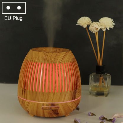 400ml Hollow-out LED Humidifier Wood Grain Air Purifier Aromatherapy Machine Automatic Alcohol Sprayer with Colorful LED Light, Plug Specification:EU Plug(Light Brown) - Home & Garden by buy2fix | Online Shopping UK | buy2fix