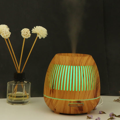 400ml Hollow-out LED Humidifier Wood Grain Air Purifier Aromatherapy Machine Automatic Alcohol Sprayer with Colorful LED Light, Plug Specification:EU Plug(Light Brown) - Home & Garden by buy2fix | Online Shopping UK | buy2fix