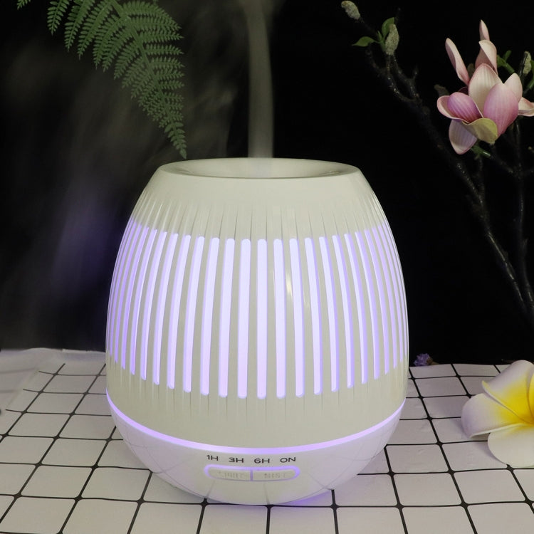 400ml Hollow-out LED Humidifier Wood Grain Air Purifier Aromatherapy Machine Automatic Alcohol Sprayer with Colorful LED Light, Plug Specification:UK Plug(White) - Home & Garden by buy2fix | Online Shopping UK | buy2fix