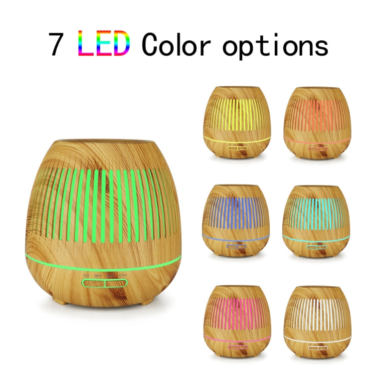 400ml Hollow-out LED Humidifier Wood Grain Air Purifier Aromatherapy Machine Automatic Alcohol Sprayer with Colorful LED Light, Plug Specification:US Plug(Light Brown) - Home & Garden by buy2fix | Online Shopping UK | buy2fix