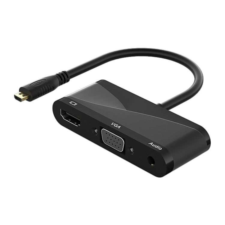 h115 3 in 1 Micro HDMI to HDMI + VGA + 3.5 Audio Converter Cable(Black) - Converter by buy2fix | Online Shopping UK | buy2fix