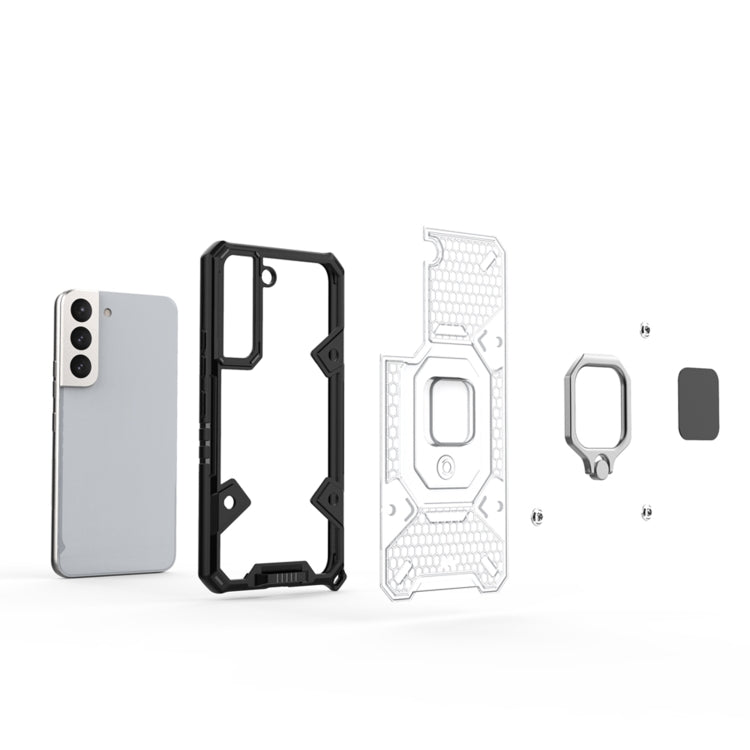 For Samsung Galaxy S22 5G Space PC+TPU Ring Holder Protective Phone Case(White) - Galaxy S22 5G Cases by buy2fix | Online Shopping UK | buy2fix