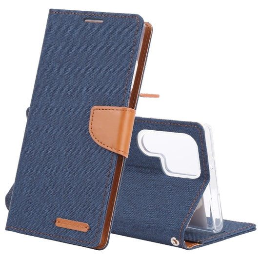 For Samsung Galaxy S22 Ultra 5G GOOSPERY CANVAS DIARY Canvas Texture Leather Phone Case(Dark Blue) - Galaxy S22 Ultra 5G Cases by GOOSPERY | Online Shopping UK | buy2fix