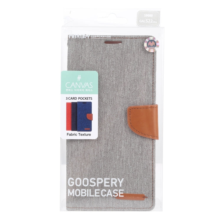 For Samsung Galaxy S22 Ultra 5G GOOSPERY CANVAS DIARY Canvas Texture Leather Phone Case(Grey) - Galaxy S22 Ultra 5G Cases by GOOSPERY | Online Shopping UK | buy2fix