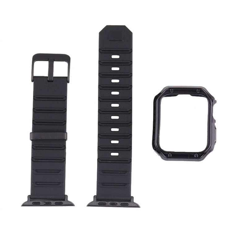 Silicone Watch Band + Watch Case Set For Apple Watch Series 7 45mm(Black Red) - Smart Wear by buy2fix | Online Shopping UK | buy2fix