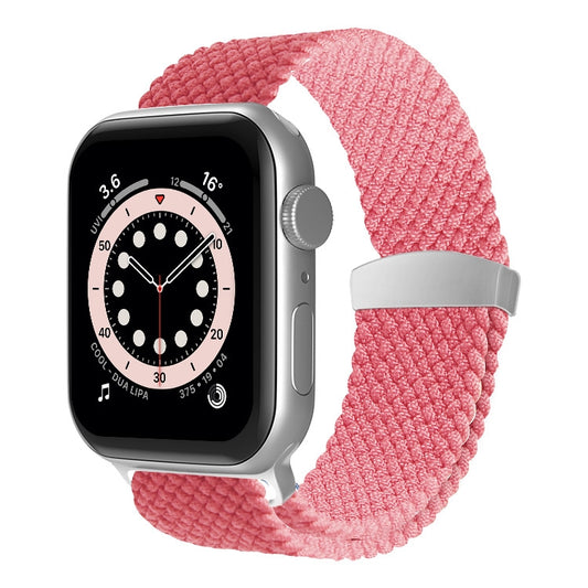 Nylon Braid Watch Band For Apple Watch Series 9&8&7 41mm / SE 3&SE 2&6&SE&5&4 40mm / 3&2&1 38mm(Pink) - Watch Bands by buy2fix | Online Shopping UK | buy2fix