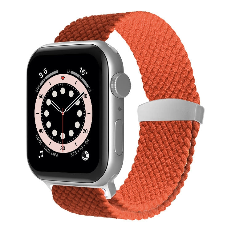 Nylon Braid Watch Band For Apple Watch Series 9&8&7 41mm / SE 3&SE 2&6&SE&5&4 40mm / 3&2&1 38mm(Bright Orange) - Watch Bands by buy2fix | Online Shopping UK | buy2fix