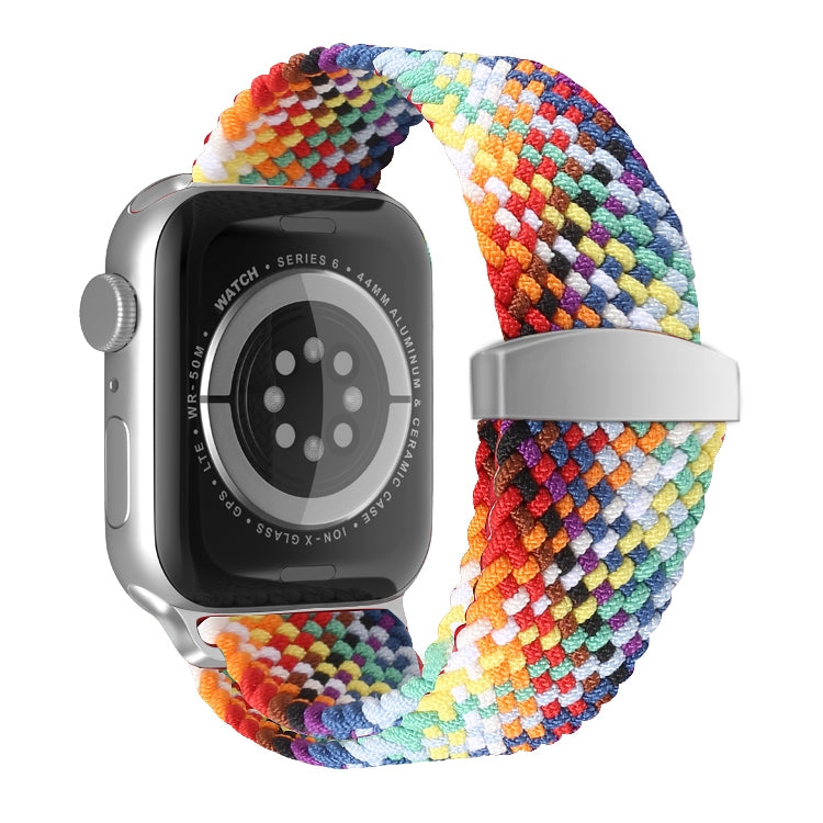 Nylon Braid Watch Band For Apple Watch Series 9&8&7 41mm / SE 3&SE 2&6&SE&5&4 40mm / 3&2&1 38mm(Rainbow) - Watch Bands by buy2fix | Online Shopping UK | buy2fix