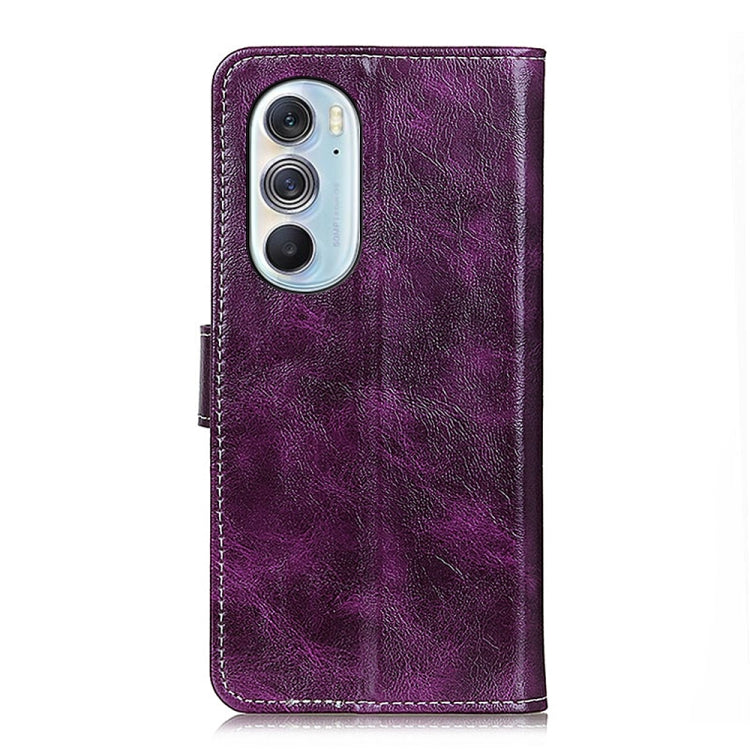 For Motorola Edge X30 Retro Crazy Horse Texture Horizontal Flip Leather Phone Case(Purple) - Motorola Cases by buy2fix | Online Shopping UK | buy2fix