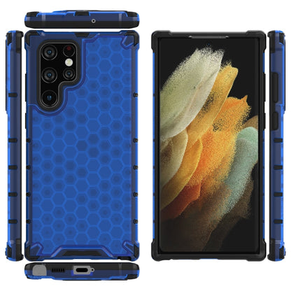 For Samsung Galaxy S22 Ultra 5G Honeycomb PC + TPU Phone Case(Blue) - Galaxy S22 Ultra 5G Cases by buy2fix | Online Shopping UK | buy2fix