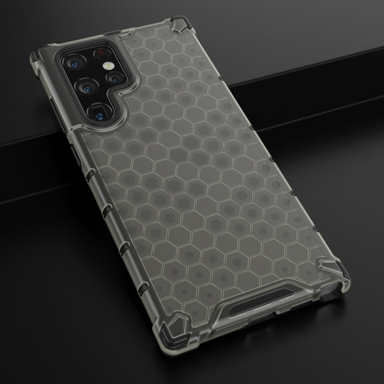 For Samsung Galaxy S22 Ultra 5G Honeycomb PC + TPU Phone Case(Black) - Galaxy S22 Ultra 5G Cases by buy2fix | Online Shopping UK | buy2fix