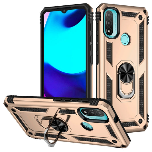 For Motorola Moto E20 / E30 / E40 Shockproof TPU + PC Holder Phone Case(Gold) - Motorola Cases by buy2fix | Online Shopping UK | buy2fix