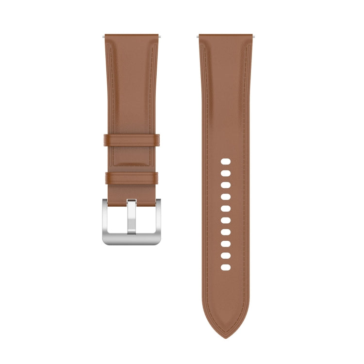 22mm Genuine Leather Watch Band for Huawei Watch GT3 46mm/GT2 46mm/Samsung Galaxy Watch3 45mm(Light Brown) - Smart Wear by buy2fix | Online Shopping UK | buy2fix