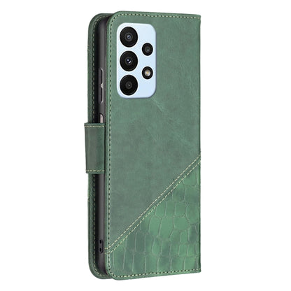 For Samsung Galaxy A23 5G Matching Color Crocodile Texture Leather Phone Case(Green) - Samsung Accessories by buy2fix | Online Shopping UK | buy2fix