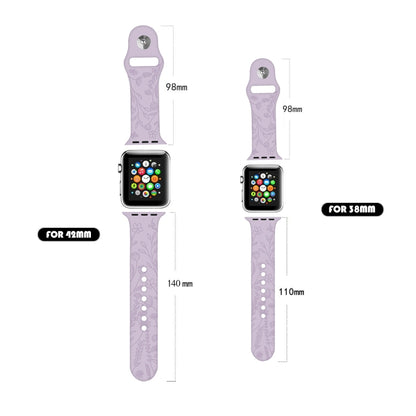 Butterflies Love Flower Embossing Silicone Watch Band For Apple Watch Series 9&8&7 41mm / SE 3&SE 2&6&SE&5&4 40mm / 3&2&1 38mm(Pink Sand) - Watch Bands by buy2fix | Online Shopping UK | buy2fix