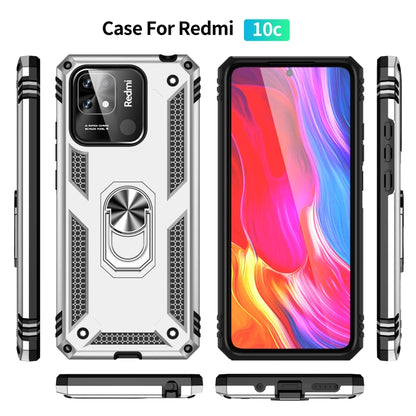 For Xiaomi Redmi 10C Shockproof TPU + PC Phone Case with 360 Degree Rotating Holder(Silver) - Xiaomi Cases by buy2fix | Online Shopping UK | buy2fix