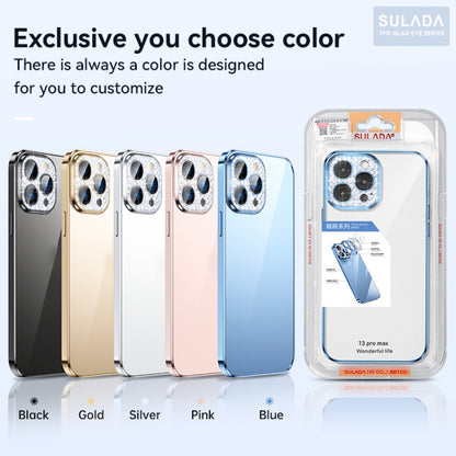 For iPhone 13 Pro Max SULADA Diamond Lens Protector Plated Frosted Case (Sierra Blue) - iPhone 13 Pro Max Cases by SULADA | Online Shopping UK | buy2fix