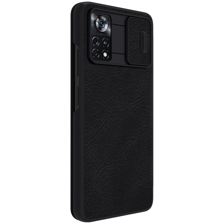 For Xiaomi Poco X4 Pro 5G NILLKIN QIN Series Pro Sliding Camera Cover Leather Phone Case(Black) - Xiaomi Cases by NILLKIN | Online Shopping UK | buy2fix