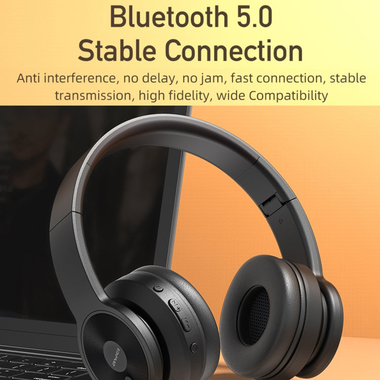 awei A996BL Foldable Wireless Bluetooth Headphone(Black) - Apple Accessories by awei | Online Shopping UK | buy2fix