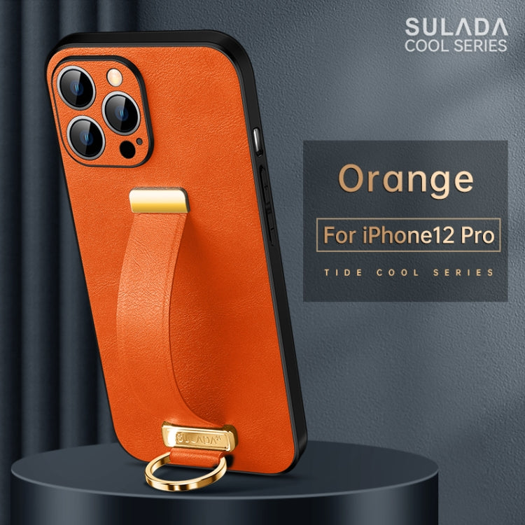 For iPhone 12 Pro SULADA Cool Series PC + Leather Texture Skin Feel Shockproof Phone Case (Orange) - iPhone 12 / 12 Pro Cases by SULADA | Online Shopping UK | buy2fix