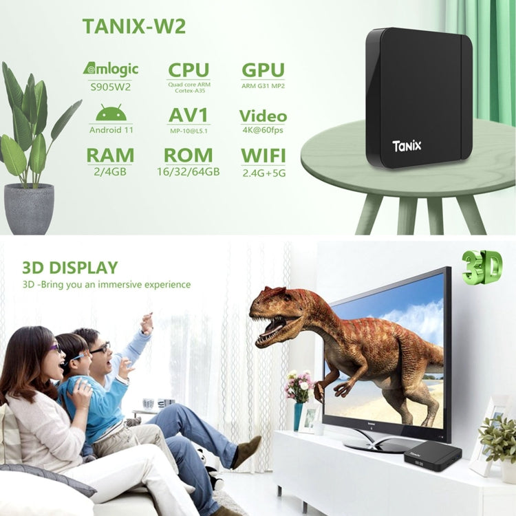 Tanix W2 Amlogic S905 Quad Core Smart TV Set Top Box, RAM:4G+64G With Dual Wifi/BT(US Plug) - Amlogic S905 by buy2fix | Online Shopping UK | buy2fix