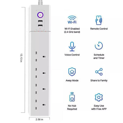 ZigBee 16A SM-SO306-K 4 Holes + 2 USB Multi-purpose Smart Power Strip, UK Plug - Consumer Electronics by buy2fix | Online Shopping UK | buy2fix