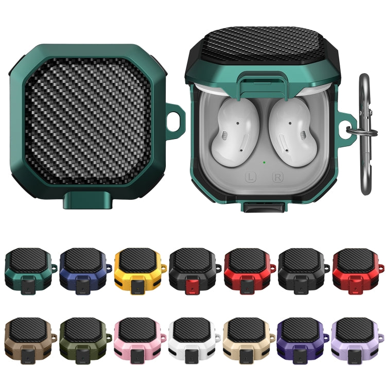 For Samsung Galaxy Buds Live/Buds Pro/Buds 2/2 Pro Anti-fall Earphones Case with Switch(Black Green) - Samsung Earphone Case by buy2fix | Online Shopping UK | buy2fix