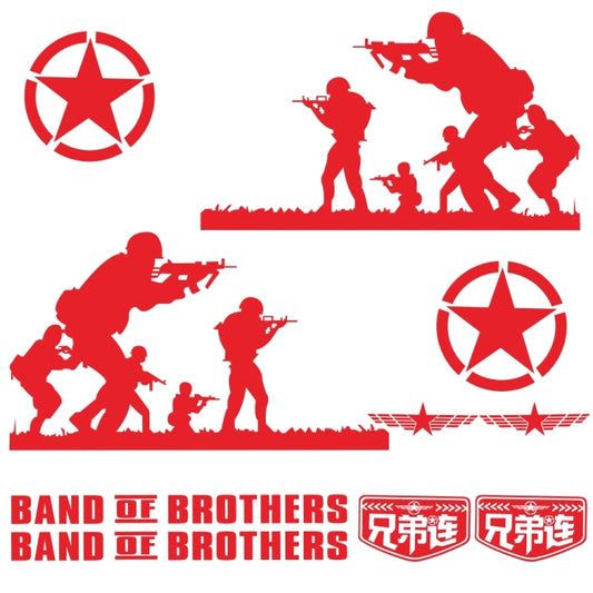 2 PCS/Set D-135 Band of Brothers Pattern Car Modified Decorative Sticker(Red) - In Car by buy2fix | Online Shopping UK | buy2fix