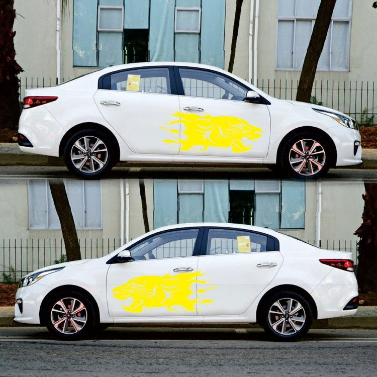 2 PCS/Set D-417 Lion Pattern Car Modified Decorative Sticker(Yellow) - In Car by buy2fix | Online Shopping UK | buy2fix