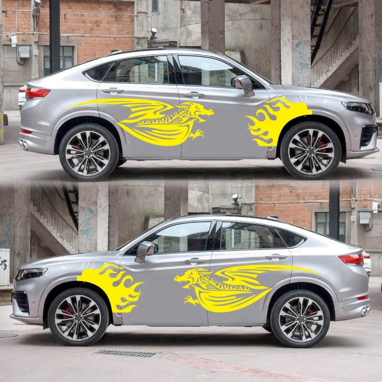 2 PCS/Set D-489 Fire-breathing Dragon Pattern Car Modified Decorative Sticker(Yellow) - In Car by buy2fix | Online Shopping UK | buy2fix