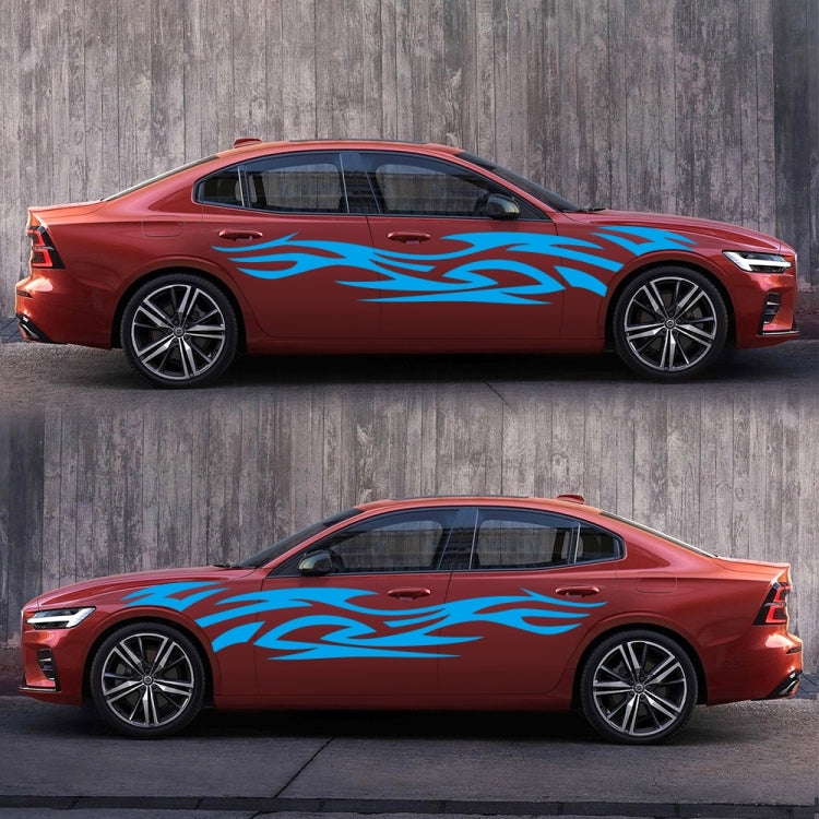 2 PCS/Set D-521 Fire Totem Pattern Car Modified Decorative Sticker(Blue) - In Car by buy2fix | Online Shopping UK | buy2fix