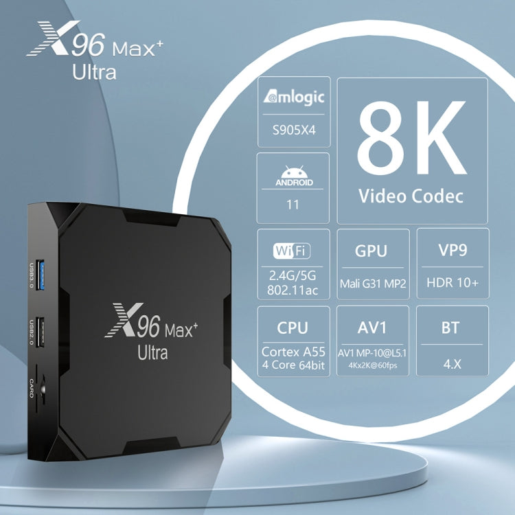 X96 Max+ Ultra 4GB+32GB Amlogic S905X4 8K Smart TV BOX Android 11.0 Media Player, Plug Type:EU Plug - Consumer Electronics by buy2fix | Online Shopping UK | buy2fix