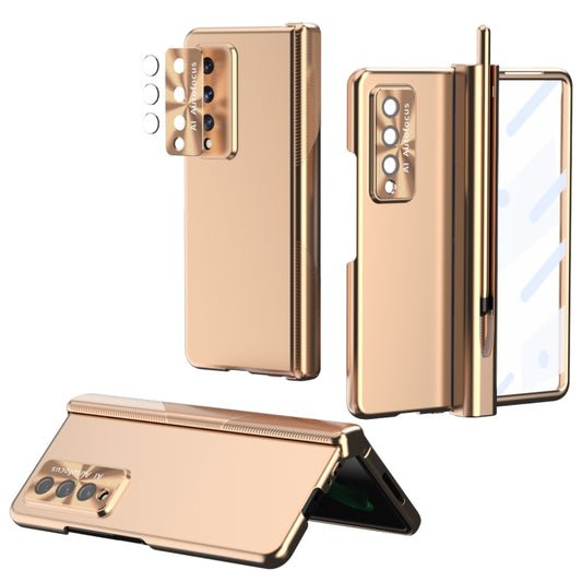 For Samsung Galaxy Z Fold3 5G Electroplating Hinged Folding Phone Case with S Pen Fold Edition(Gold) - Samsung Accessories by buy2fix | Online Shopping UK | buy2fix