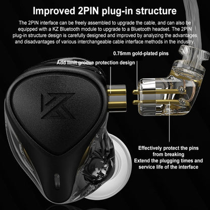 KZ-ZEX PRO 1.2m Electrostatic Coil Iron Hybrid In-Ear Headphones, Style:With Microphone(Black) - In Ear Wired Earphone by KZ | Online Shopping UK | buy2fix