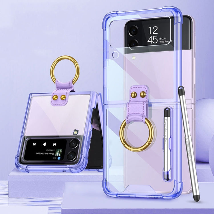 For Samsung Galaxy Z Flip4 GKK Airbag Protective Phone Case with Ring & Pen(Purple) - Galaxy Z Flip4 5G Cases by GKK | Online Shopping UK | buy2fix