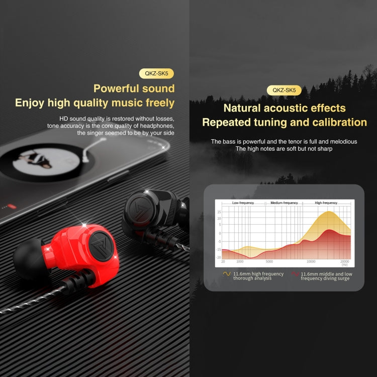 QKZ SK5 In-ear Subwoofer Wire-controlled Music Earphone with Mic(Black) - In Ear Wired Earphone by QKZ | Online Shopping UK | buy2fix