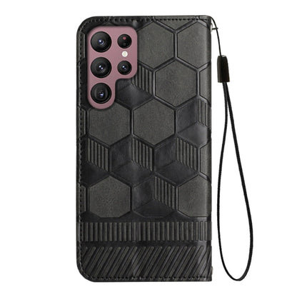 For Samsung Galaxy S22 Ultra 5G Football Texture Magnetic Leather Flip Phone Case(Black) - Galaxy S22 Ultra 5G Cases by buy2fix | Online Shopping UK | buy2fix