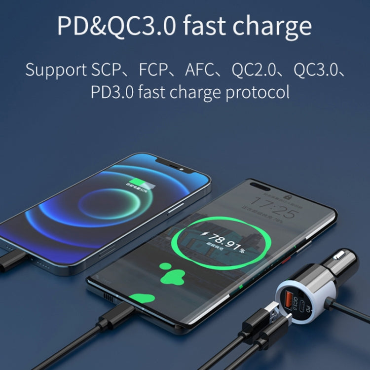 SC03 76W Output PD / QC3.0 Fast Charge Extended Car Charger - In Car by buy2fix | Online Shopping UK | buy2fix