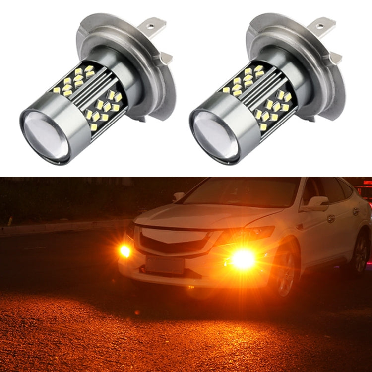 1 Pair H7 12V 7W Continuous Car LED Fog Light(Orange Light) - In Car by buy2fix | Online Shopping UK | buy2fix