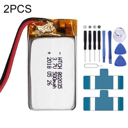 2pcs 802035 500mAh Li-Polymer Battery Replacement - Others by buy2fix | Online Shopping UK | buy2fix