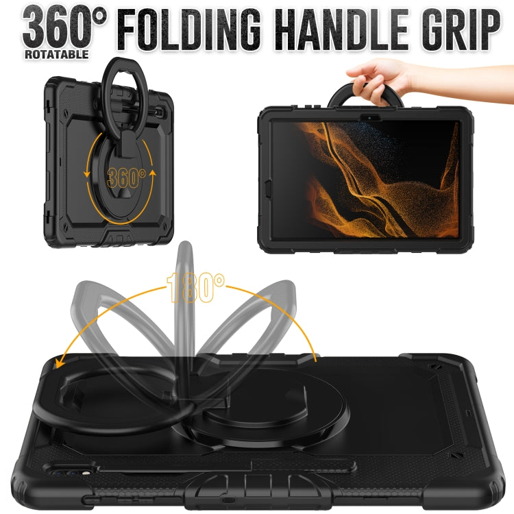 For Samsung Galaxy Tab S8+ / S7+ Bracelet Holder Silicone + PC Tablet Case(Black) - Galaxy Tab S8+ Cases by buy2fix | Online Shopping UK | buy2fix