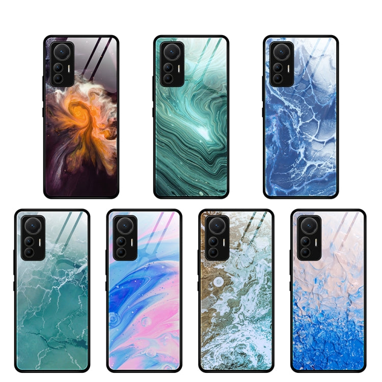 For Xiaomi 12 Lite Marble Pattern Glass Protective Case(Water Waves) - Xiaomi Cases by buy2fix | Online Shopping UK | buy2fix