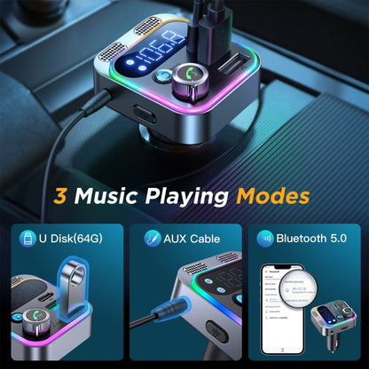 JOYROOM JR-CL16 48W Bluetooth 5.0 Car Wireless FM Transmitter(Silver) - Bluetooth Car Kits by JOYROOM | Online Shopping UK | buy2fix