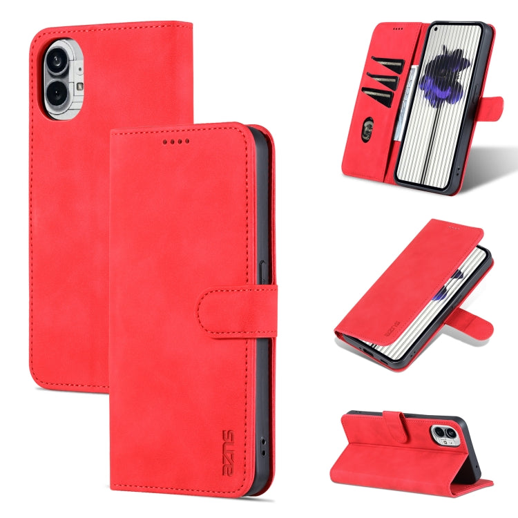 For Nothing Phone 1 AZNS Skin Feel Calf Texture Flip Leather Phone Case (Red) - More Brand by AZNS | Online Shopping UK | buy2fix