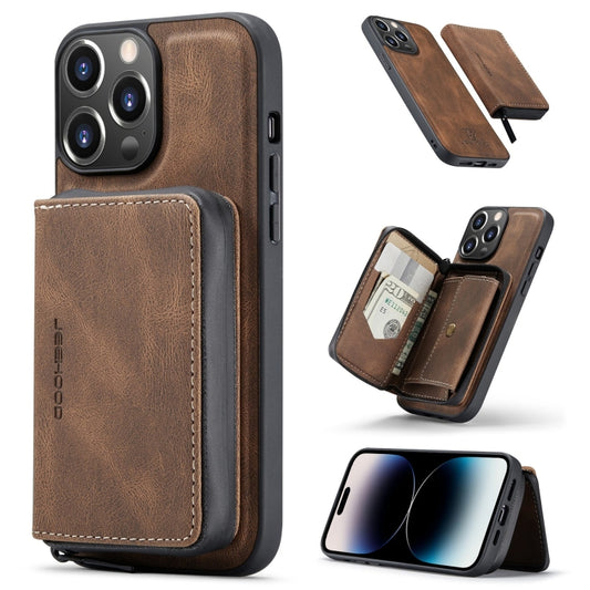 For iPhone 14 Pro Max JEEHOOD Magnetic Zipper Wallet Leather Phone Case (Brown) - Apple Accessories by JEEHOOD | Online Shopping UK | buy2fix