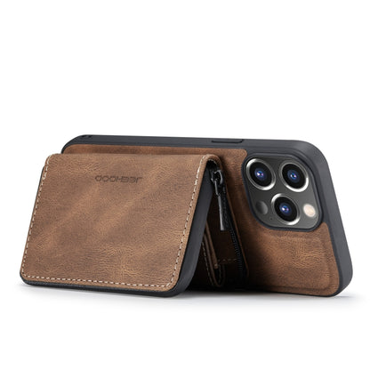 For iPhone 14 Pro Max JEEHOOD Magnetic Zipper Wallet Leather Phone Case (Brown) - Apple Accessories by JEEHOOD | Online Shopping UK | buy2fix