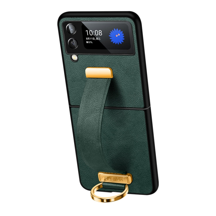 For Samsung Galaxy Z Flip4 SULADA Cool Series PC + Leather Texture Skin Feel Shockproof Phone Case(Green) - Galaxy Z Flip4 5G Cases by SULADA | Online Shopping UK | buy2fix